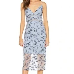 Bardot Floral Blue Lace Midi Dress